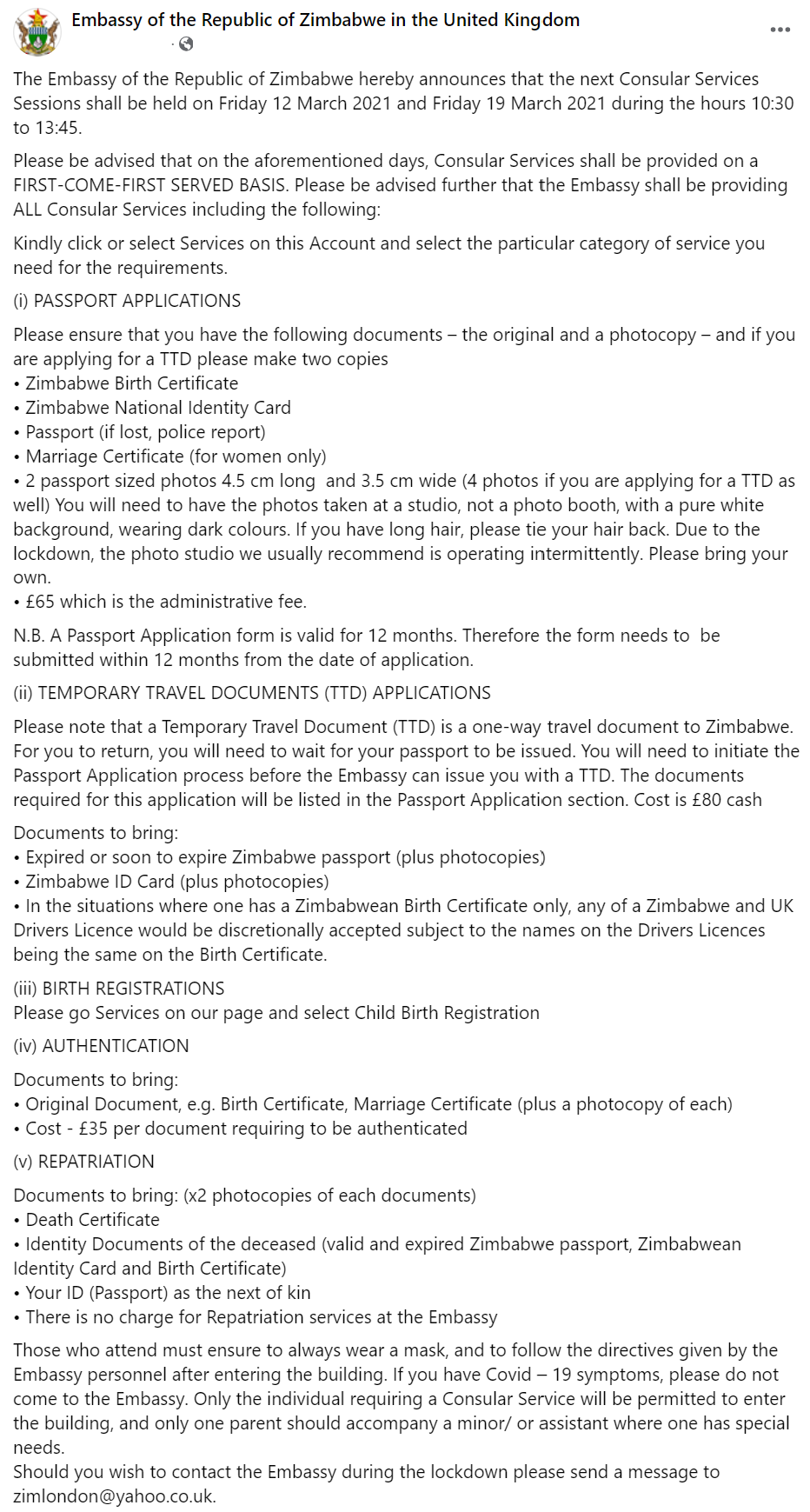 Zimbabwe Passport Application UK Advice